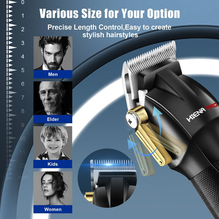 HIENA PRO Hair Clippers for Men T Liners Hair Trimmer Set, Professional Cordless Rechargeable Barber Hair Cutting Kit with LED Display， Gifts for Men