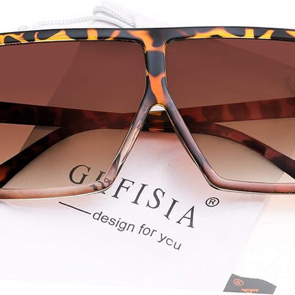 GRFISIA Square Oversized Sunglasses for Women Men Flat Top Fashion Shades