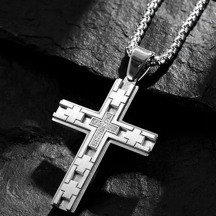 Stainless Steel Cross Pendant for boys Men's Cross Necklace
