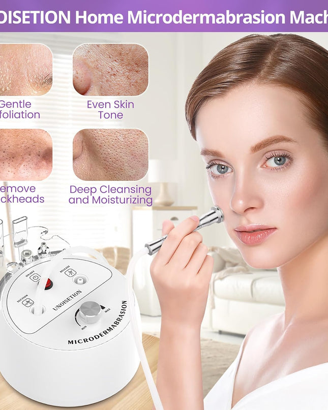 Diamond Microdermabrasion Machine, UNOISETION 3 in 1 Dermabrasion Facial Machine for Exfoliation & Blackhead Removal, Home Use Facial Skin Care Device