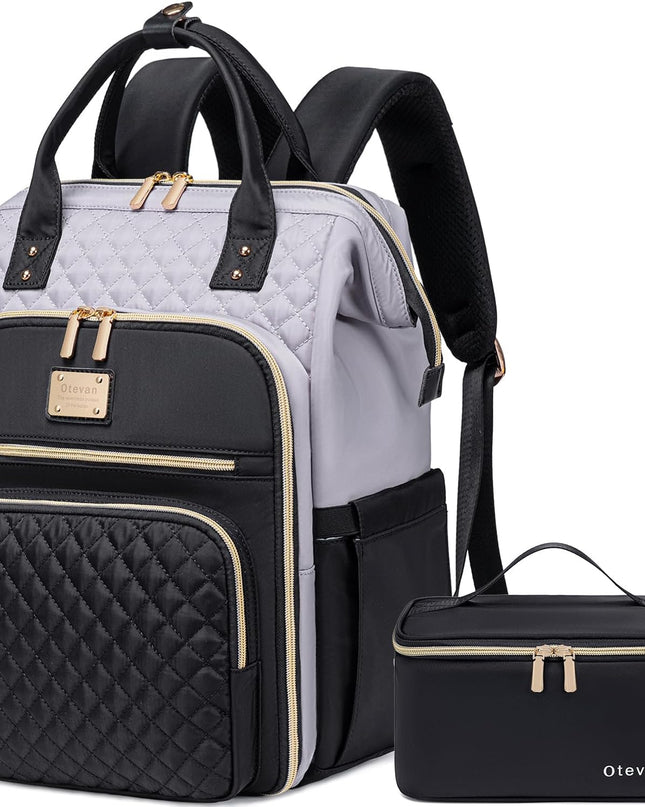 Lunch Backpack for Women, 15.6 inch Laptop Backpack for Women, Work Backpack with Lunchbox, Insulated Backpack Cooler, Teacher Nurse Travel Backpack for Women