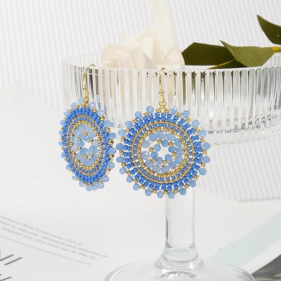 Colorful Summer Beaded Earrings For Women Crystals Glass Bead Dangle Drop Bohemia Earrings Statement Earrings For Women