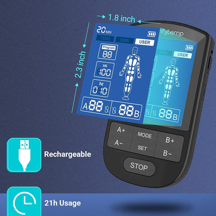 Comfytemp 3-in-1 TENS Unit Muscle Stimulator for Pain Relief, Rechargeable