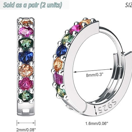 SWEETV 925 Sterling Silver Huggie Hoop Earrings for Women Girls-Tiny Small Cartilage Hoop Earring