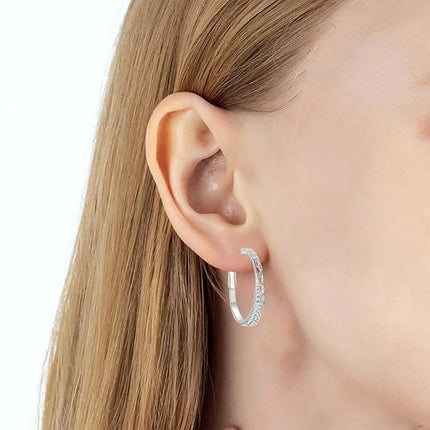 Stunning Austrian Crystal Hollow Hoop Earrings for Women Fashion 14K Gold Plated Hypoallergenic Jewelry Gift