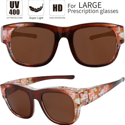 The Fresh High Definition Polarized Wrap Around Shield Sunglasses for Glasses - Leather Eyeglasses Case