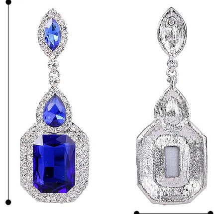 BriLove Women's Wedding Bridal Crystal Emerald Cut Infinity Figure 8 Chandelier Dangle Earrings