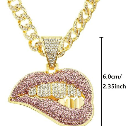 Ice Out Pendant Necklace, Miami Cuban/Twist Chain Necklace, Gold/Silver Pendant Chain for Men Boys Women, Hip-Hop & Cool Style Jewelry