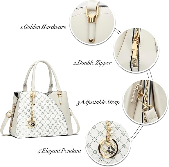 KKXIU Triple Compartments Purses and Handbags for Women Fashion Ladies Satchel Shoulder Top Handle Bag