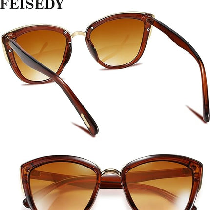 FEISEDY Cateye Sunglasses Women Vintage Cat Eye Female Ladies Sun Glasses B2498
