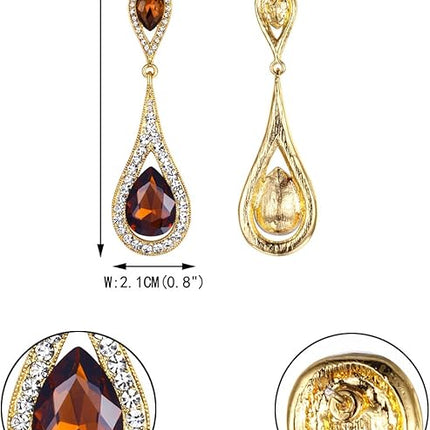 EVER FAITH Women's Jewelry Austrian Crystal Elegant Dual Teardrop Wedding Bride Pierced Dangle Earrings