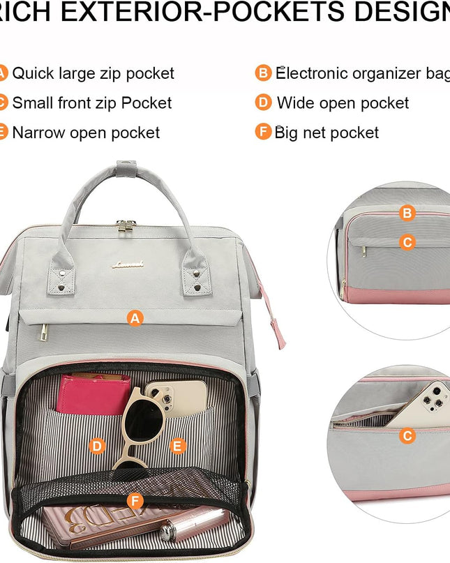 LOVEVOOK Laptop Backpack for Women Fashion Travel Backpack Purse 15.6 Inch Large Capacity Work Backpack Nurse Teacher Bag with USB Port