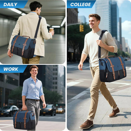 MATEIN Messenger Bag for School with USB Charging Port, Large Crossbody Satchel 15.6 inch Student College Laptop Bags with Shoulder Strap, Water Resistant Work Computer Briefcase for Office Commuting