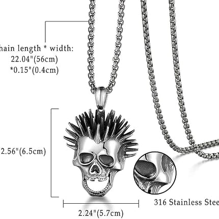 Large Skull Bottle Opener Necklace for men, Stainless Steel Hip Hop Punk Style Cast Skull Necklace Jewelry Gifts To My Man Valentines