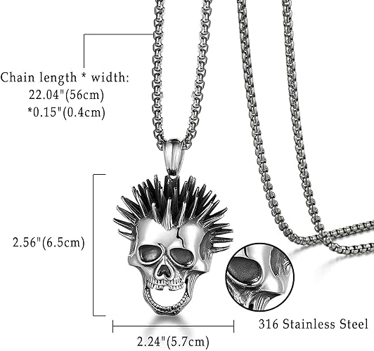 Large Skull Bottle Opener Necklace for men, Stainless Steel Hip Hop Punk Style Cast Skull Necklace Jewelry Gifts To My Man Valentines