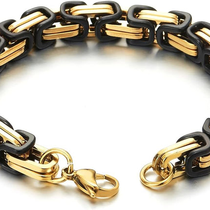 COOLSTEELANDBEYOND Mens Women New Stainless Steel Braided Link Bracelet Polished