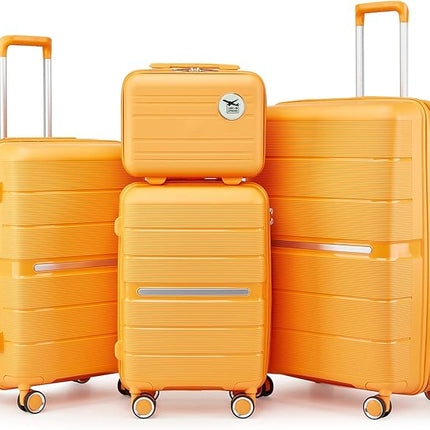 4-Piece Hardshell Luggage Set with TSA Locks, Expandable Suitcases and Silent Spinner Wheels - Vibrant Colors for Easy Identification (14/20/24/28 Inch) - Family Travel Suitcase Sets