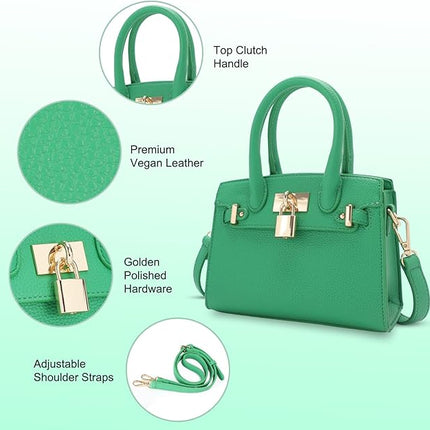 Vegan Leather Satchel Purse for Women, Trendy Mini Crossbody Shoulder Bag, Small Top Handle Handbag Evening Clutches