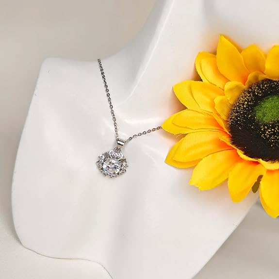 Moissanite Diamond Necklaces for Women, 1CT 14K White Gold plated Sterling Silver Hypoallergenic Necklaces Pendant Jewelry Gifts for Women