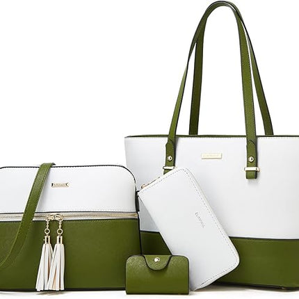 Women Fashion Handbags Wallet Tote Bag Shoulder Bag Top Handle Satchel Purse Set 4pcs