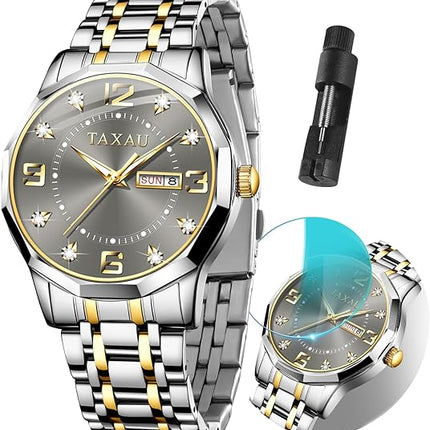 Mens Watches,Big Dial Watches for Men,Mens Stainless Steel Watches,Analog Quartz Watches Men,Waterproof Mens Watches,Roman Numerals Watches,Relojes para Hombre，Men Wrist Watches，Dress Watches