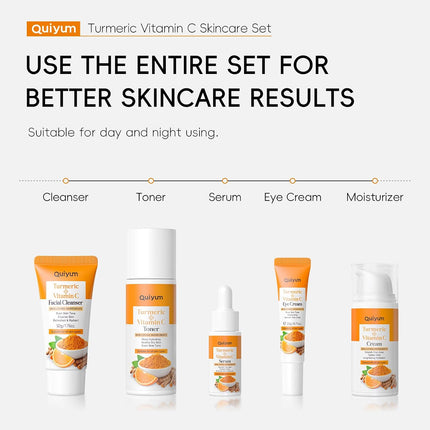 Turmeric Vitamin C Skin Care Set, 5PCS Beauty Routine for Women