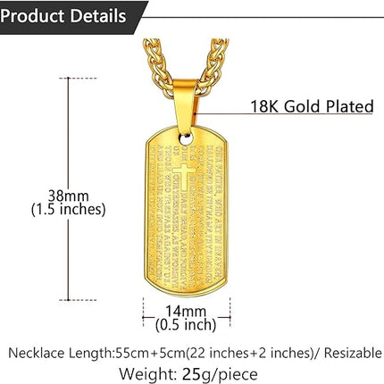 U7 Russian Orthodox Cross Pendant/Praying Hands/Ichthys Sign for Men Women Stainless Steel 18K Gold Plated Jesus Pendant Christian Religious Necklaces, Length 22" Silver Black Gold