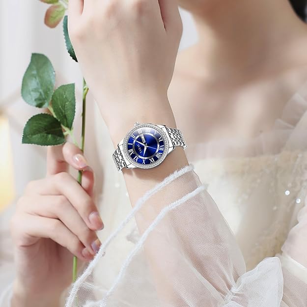 Taxau Watches for Women Stainless Steel Analog Quartz Watch for Women Waterproof Roman Numerals with Day Date