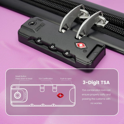 GinzaTravel 3-Piece Luggage Sets Expandable Suitcases with 4 Wheels PC+ABS Durable Hardside Luggage sets TSA lock (Purple, 3-Piece Set(20"/25"/29"))