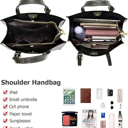 KingTo Women's Crocodile Pattern Satchel Handbags Stylish Tote Handbags crocodile purses for women 3 Pcs Set