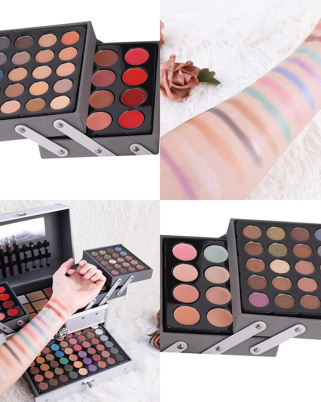 UNIFULL 132 Color All- In- One Makeup For Women Full Kit,Professional Makeup Kit,Makeup Gift Set for Women,Girls&Teens,Include eyeshadow/lipstick/concealer/Lip Gloss/Eyeliner/Mascara（006N2-Silver）