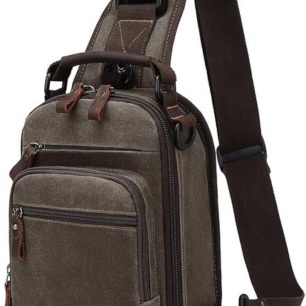 Nerlion Sling Bag for Men Waxed Canvas Crossbody Bag Chest Bag Water Resistant Shoulder Bag Casual Daypack