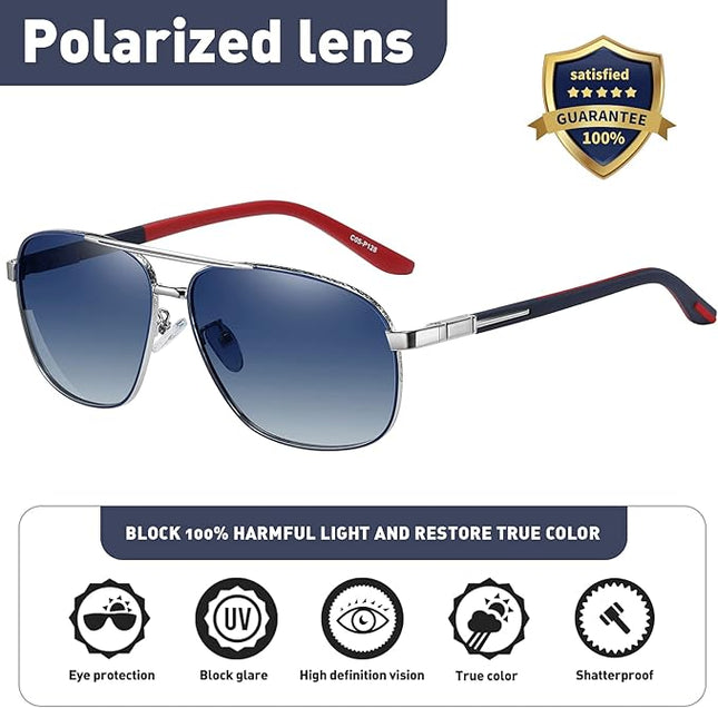 Trendy Polarized Aviator Sunglasses for Men Classic Sunglasses, UV400 Protection Mirror Lens, Fashion Vintage