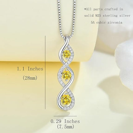Aprila Women Infinity Necklace 925 Sterling Silver Twist Birthstone Pendant with Chain Cubic Zirconia Jewelry
