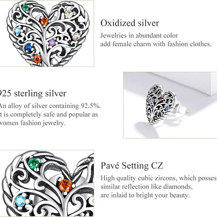 Qings Tree of Life Earrings Heart Studs, 925 Sterling Silver Earrings Hypoallergenic Studs, Jewellery Gifts For Her Women Valentine's Day Engagement Birthday Anniversary with Gift Box