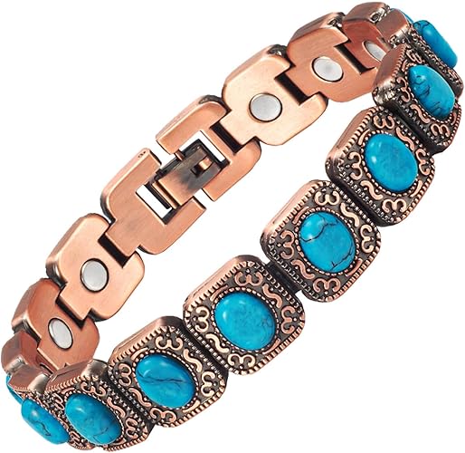 MagVIVACE Copper Bracelet for Women and Joint, Turquoise Magnetic Bracelets with Magnets, Mother's Day Jewelry Gifts