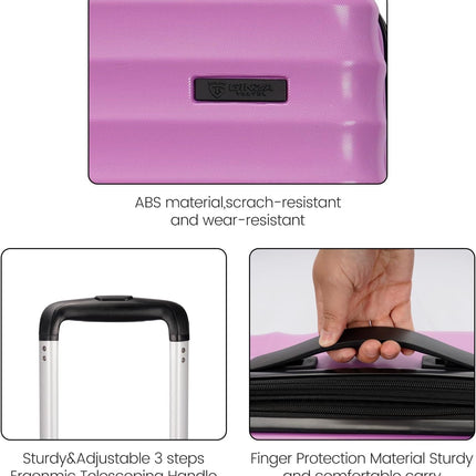 GinzaTravel 3-Piece Luggage Sets Expandable Suitcases with 4 Wheels PC+ABS Durable Hardside Luggage sets TSA lock (Purple, 3-Piece Set(20"/25"/29"))