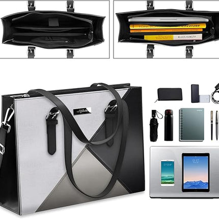 Alfheim Laptop Tote Bag for Women 15.6-16 inch Ladies Shoulder bag with Strap, Travel Business Large PU Leather Briefcase for Office