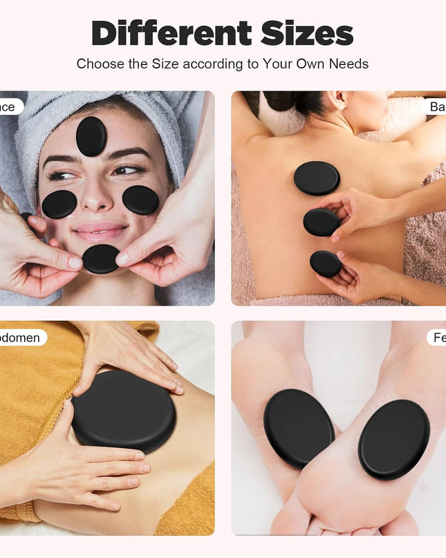 16Pcs Basalt Hot Stones Set Hot Rocks Massage Stones Kit with Heater Box for Body Massage (Include Hot Stone)