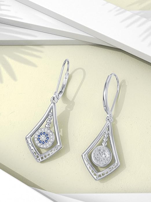WINNICACA Sterling Silver Dangle Drop Leverback Stud Climber Earrings for Women Girls Flower Animal Jewelry Gifts for Birthday Christmas