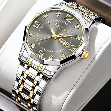 Mens Watches,Big Dial Watches for Men,Mens Stainless Steel Watches,Analog Quartz Watches Men,Waterproof Mens Watches,Roman Numerals Watches,Relojes para Hombre，Men Wrist Watches，Dress Watches