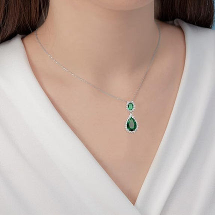 Lavencious Teardrop Dangle Necklace & Earring Sets for women Trendy AAA Cubic Zirconia For Women