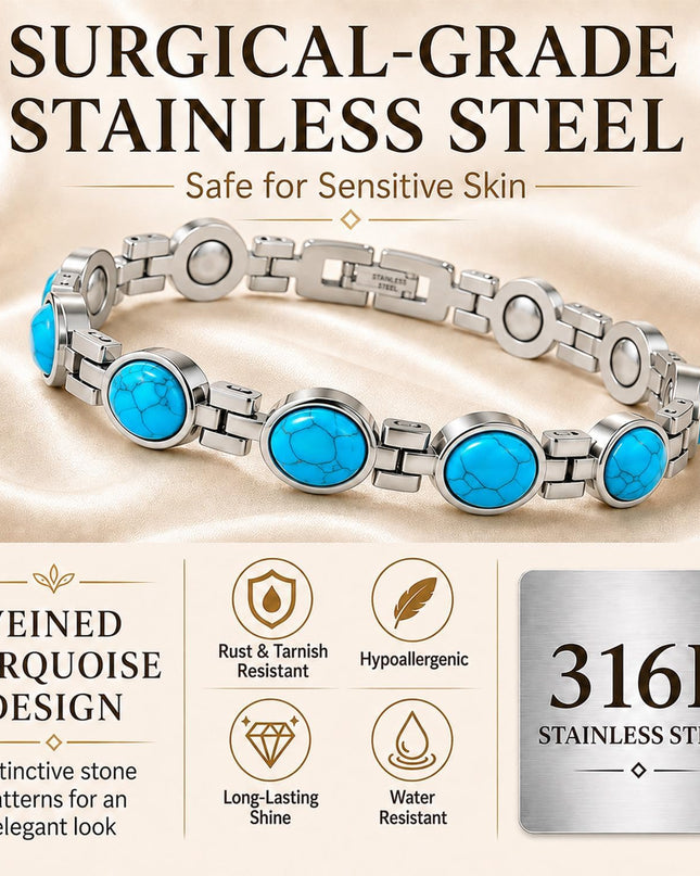 Magnetic Bracelet for Women, 8 Colors, Natural Stone Stainless Steel