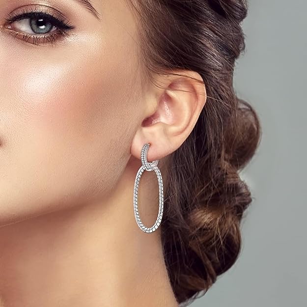 Hapour 925 Sterling Silver Hoop Earrings for Women Dangle Earrings Small Boho Earrings Rope Design for Sensitive Ears, Double Oval Huggie Hoop Earrings Gifts for Her Valentine's Day Birthday