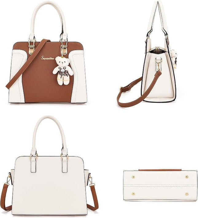 Soperwillton Purses for Women Shoulder Handbags Satchel Bag Wallet Set 3pcs
