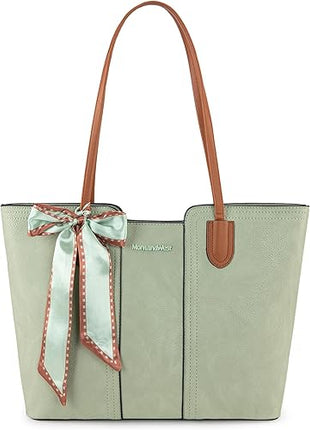 Montana West Tote Bags for Women Medium Top Handle Handbags with Scarf