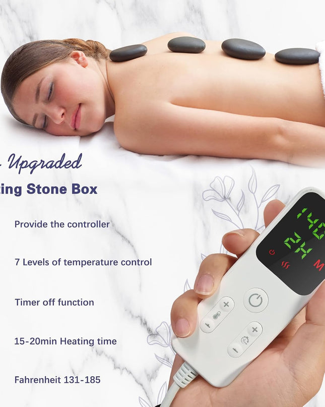 10 Pcs Basalt Hot Stones Massage Set with Temperature Adjustment