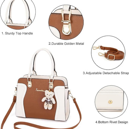 Soperwillton Purses for Women Shoulder Handbags Satchel Bag Wallet Set 3pcs