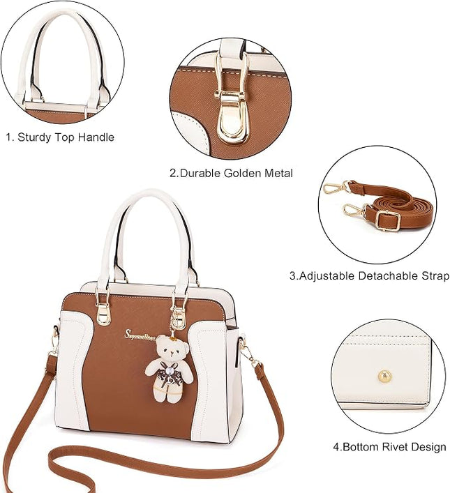 Soperwillton Purses for Women Shoulder Handbags Satchel Bag Wallet Set 3pcs