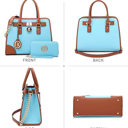 Dasein Women Handbags Top Handle Satchel Purse Shoulder Bag Hobo Bag Work Bag Set 2pcs